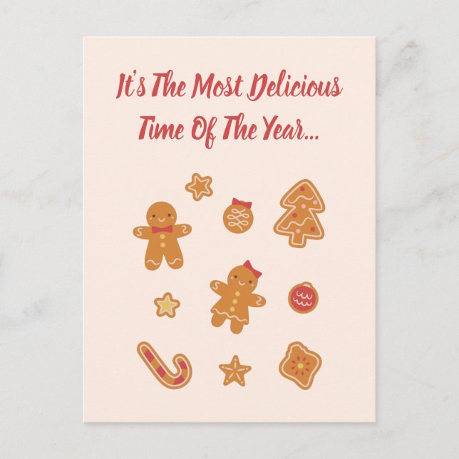 Most Delicious Time Of The Year Gingerbread Cookie Postcard (Front)