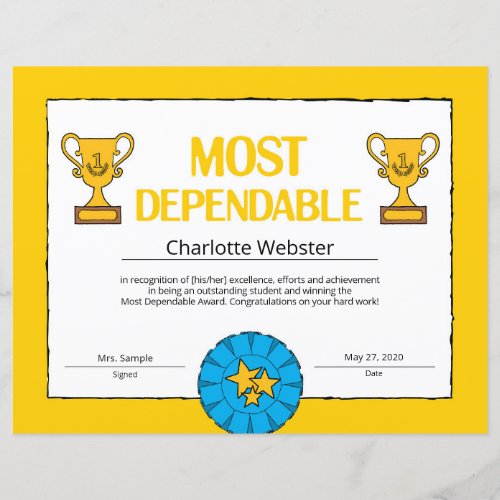 Most Dependable Certificate of Achievement PDF