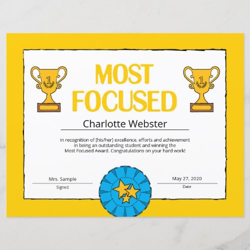 Most Focused Certificate of Achievement PDF