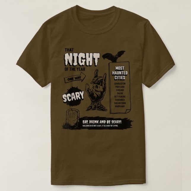 Most Haunted Cities Salem Scary Ghost Witch Hunter T-Shirt (Design Front)