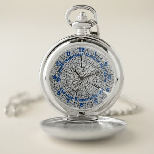 Most Important Time With You Text Tree Stump Pocket Watch