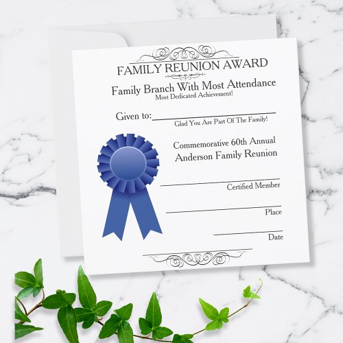 Most In Attendance Family Reunion Awards Template