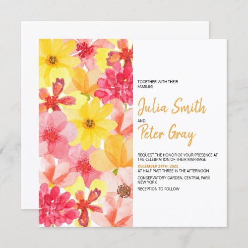 Most Informal Watercolor Floral Wedding Invitation