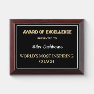 Most Inspiring Coach Award Plaque