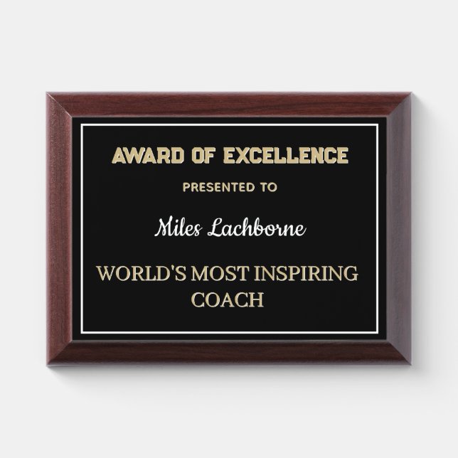 Most Inspiring Coach Award Plaque (Horizontal)