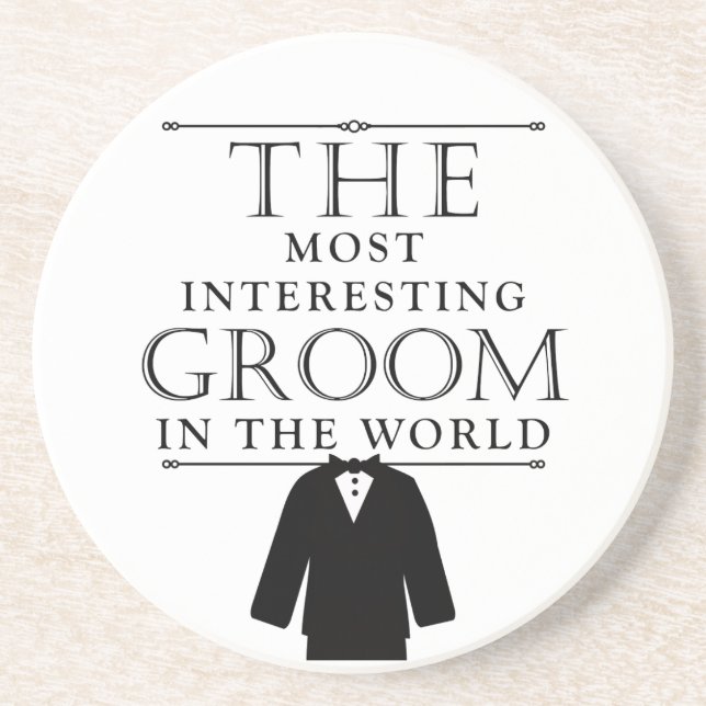 Most Interesting Groom Bachelor Coaster, Black Drink Coaster (Front)