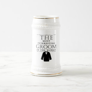 Most Interesting Groom Bachelor Stein, Black Beer Stein