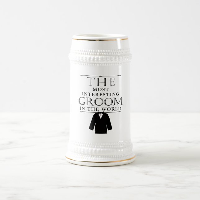 Most Interesting Groom Bachelor Stein, Black Beer Stein (Center)