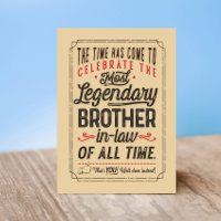 Most Legendary Brother-in-Law of all Time Card