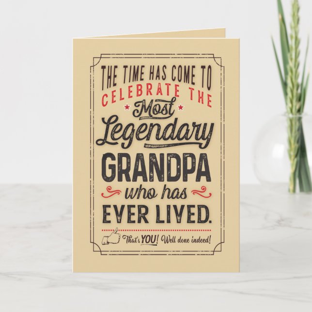 Most Legendary Grandpa of all Time Card (Front)
