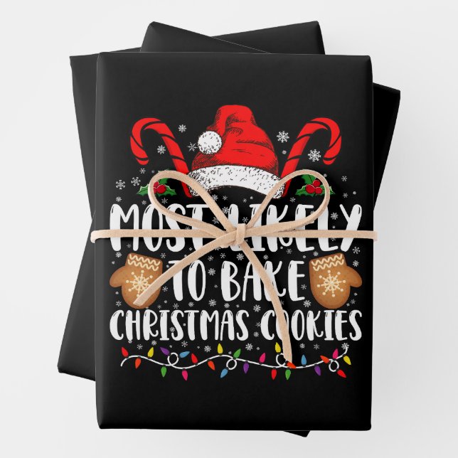 Most Likely Bake Christmas Cookie Xmas Family  Wrapping Paper Sheets (In situ)