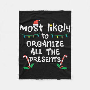 Most Likely Organize Presents Christmas Xmas Famil Fleece Blanket