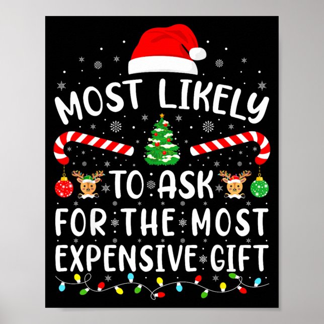 Most Likely To Ask For The Most Expensive Gift Xma Poster (Front)