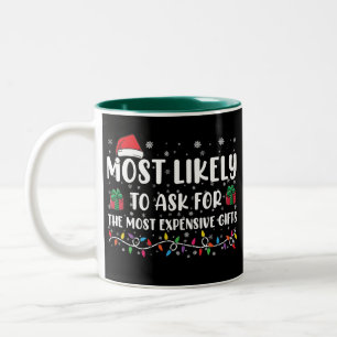 Most Likely To Ask For The Most Expensive Gifts Two-Tone Coffee Mug