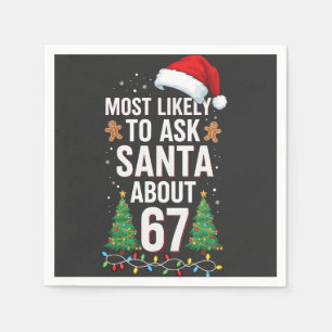 Most Likely To Ask Santa About 67 Six Seven Xmas Napkins