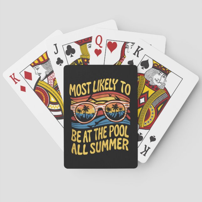 Most Likely To Be At The Pool All Summer Groovy Poker Cards (Back)