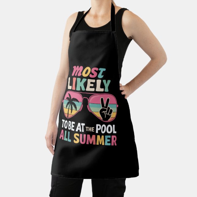 Most Likely To Be At The Pool All Summer Teacher  Apron (Insitu)