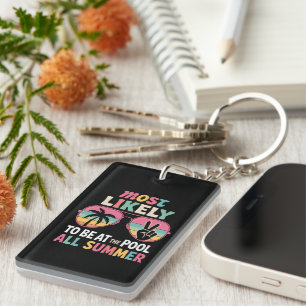 Most Likely To Be At The Pool All Summer Teacher  Keychain