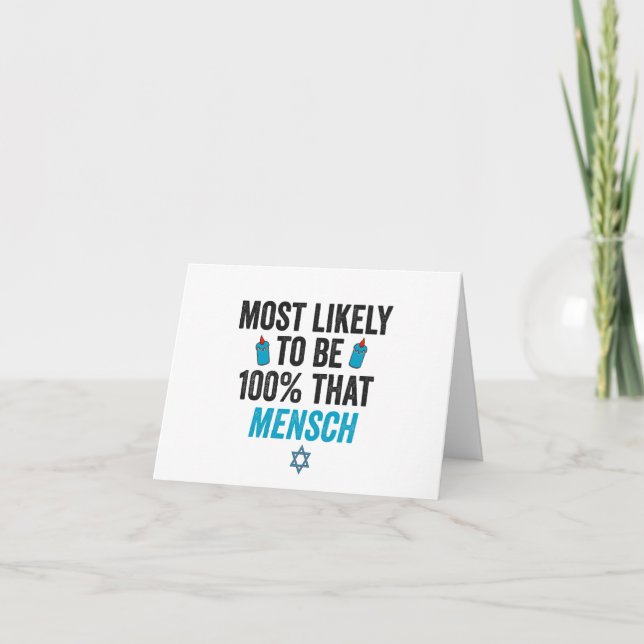 Most Likely To be Th100 That Mensch Funny Jewish   Thank You Card (Front)