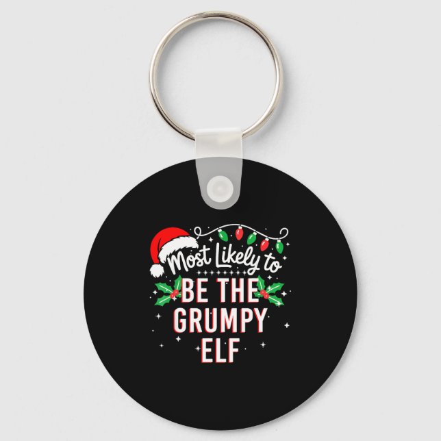 Most Likely To Be The Mpy Elf Funny Xmas  Keychain (Front)
