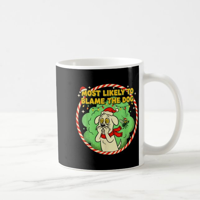 Most Likely To Blame The Dog Funny Christmas  Coffee Mug (Right)