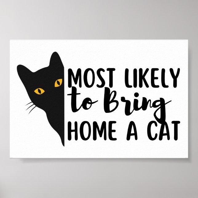 Most Likely To Bring Home A Cat Poster (Front)