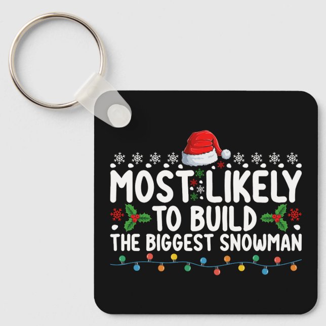 Most Likely To Build The Biggest Snowman Snow Keychain (Front)