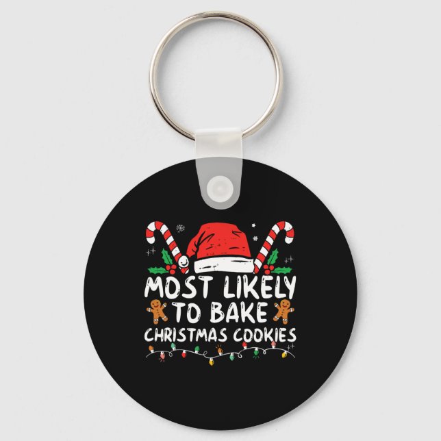 Most Likely To Byke Christmas Cookies  Keychain (Front)