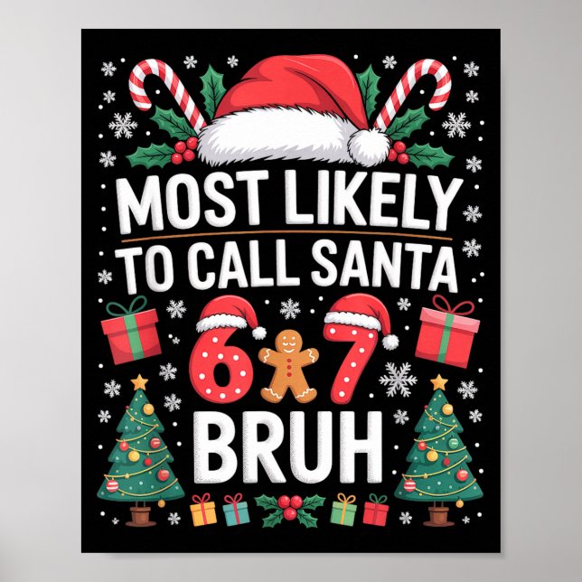 Most Likely To Call Santa 67 Six Seven Bruh Christ Poster (Front)