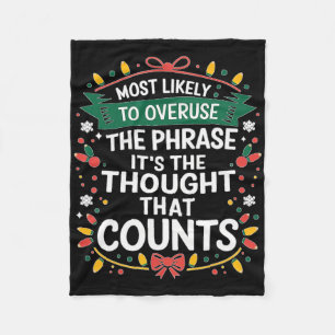 Most Likely To Christmas Funny Matching Family Paj Fleece Blanket