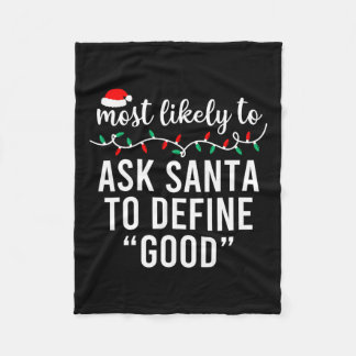 Most Likely To Christmas Shirt Matching Family Paj Fleece Blanket