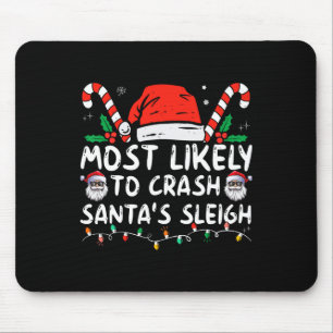Most Likely to Crash Santa's Sleigh Christmas Joke Mouse Pad