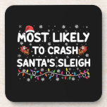 Most Likely To Crash Santas Sleigh Funny Christmas Beverage Coaster<br><div class="desc">Most Likely To Crash Santa's Sleigh Funny Christmas Holiday</div>