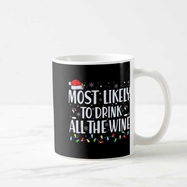 Most Likely To Drink All The Wine Christmas T Shir Coffee Mug (Right)