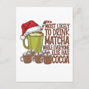 Most Likely to Drink Matcha and Watch Elf Xmas Invitation Postcard