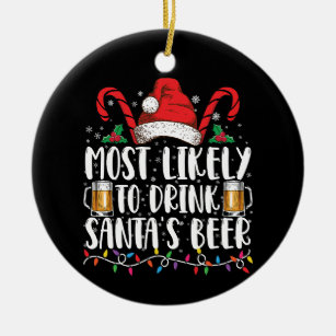 Easy Tiger Metal Christmas Ornament Santa Drinking Mug Beer Holidays Funny  Gifts