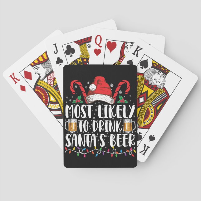 Most Likely To Drink Santa's Beer Christmas Drink Poker Cards (Back)