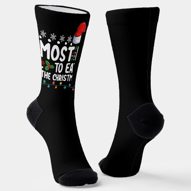 Most Likely To Eat All The Christmas Cookies Holid Socks (Angled)