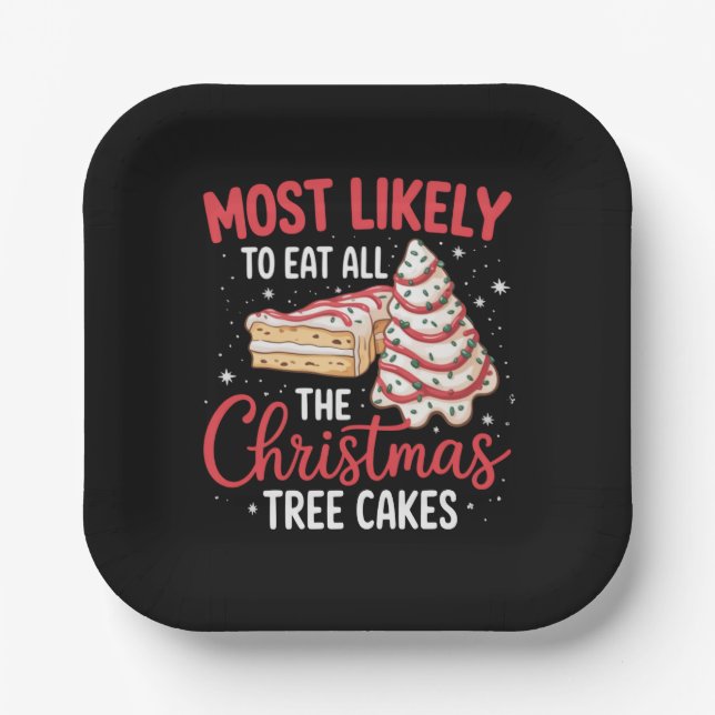 Most Likely To Eat All The Christmas Tree Cakes Paper Plates (Front)