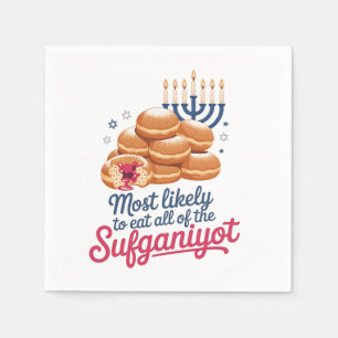 Most Likely to Eat All the Sufganiyot Hanukkah Jew Napkins