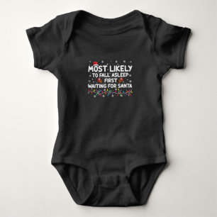 Most Likely To Fall Asleep First Funny Xmas Family Baby Bodysuit