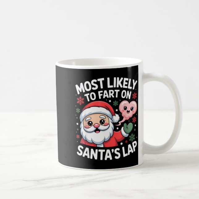 Most Likely To Fart On Santa’s Lap Funny Christmas Coffee Mug (Right)