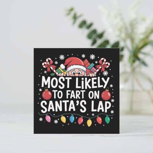 Most Likely To Fart On Santa's Lap Family Crew  Holiday Card (Standing Front)