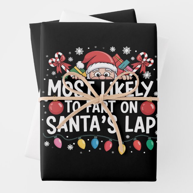 Most Likely To Fart On Santa's Lap Family Crew  Wrapping Paper Sheets (In situ)