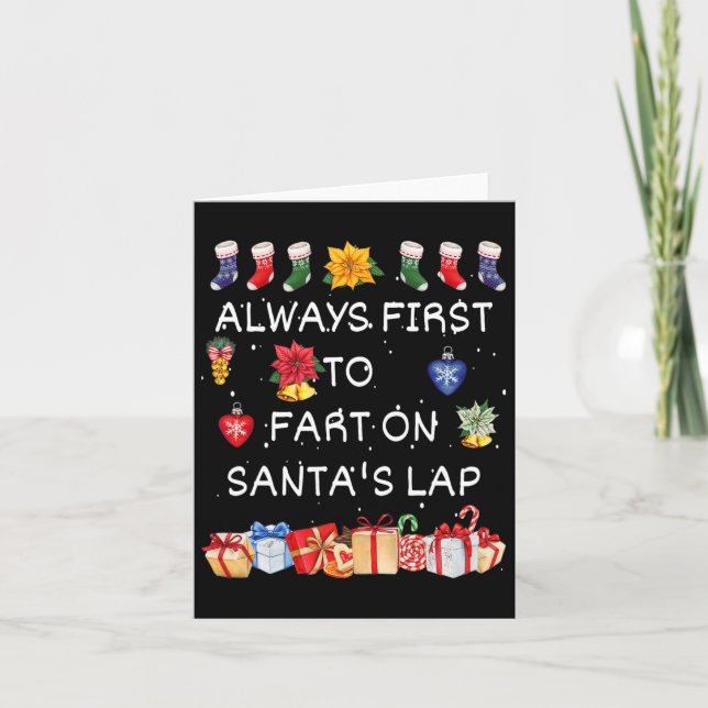 Most Likely To Fart On Santa's Lap Funny Christmas Card (Front)