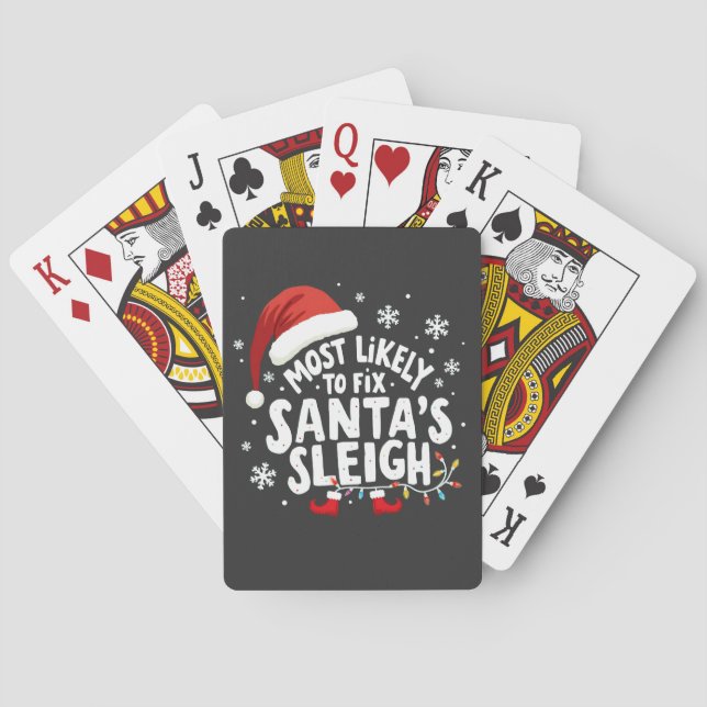 Most Likely to Fix Santa's Sleigh Handyman Xmas Poker Cards (Back)