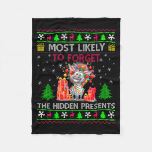 Most Likely To Forget The Hidden Zebra Christmas Fleece Blanket