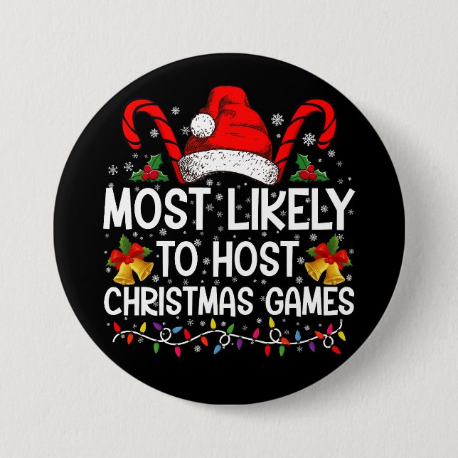Most Likely To Host Christmas Games Family Button (Front)