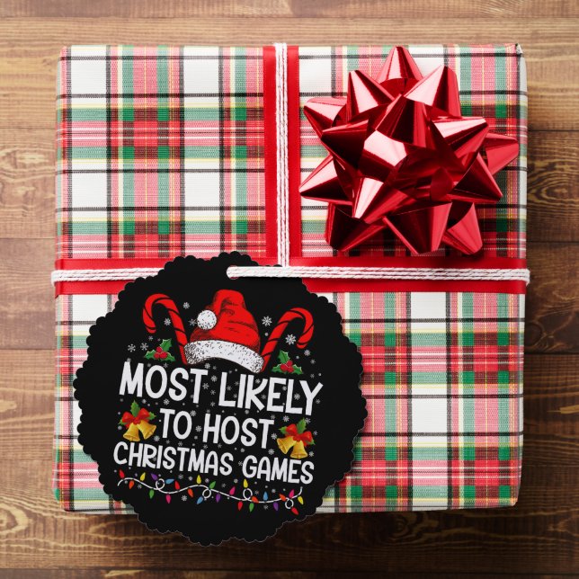 Most Likely To Host Christmas Games Family Ornament Card (Insitu (Gift))