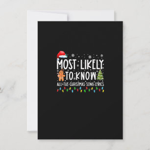 Most Likely To Know All The Christmas Song Lyrics Invitation